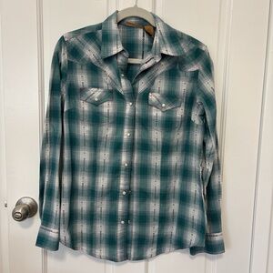 Green Plaid Western Snap-Front Shirt